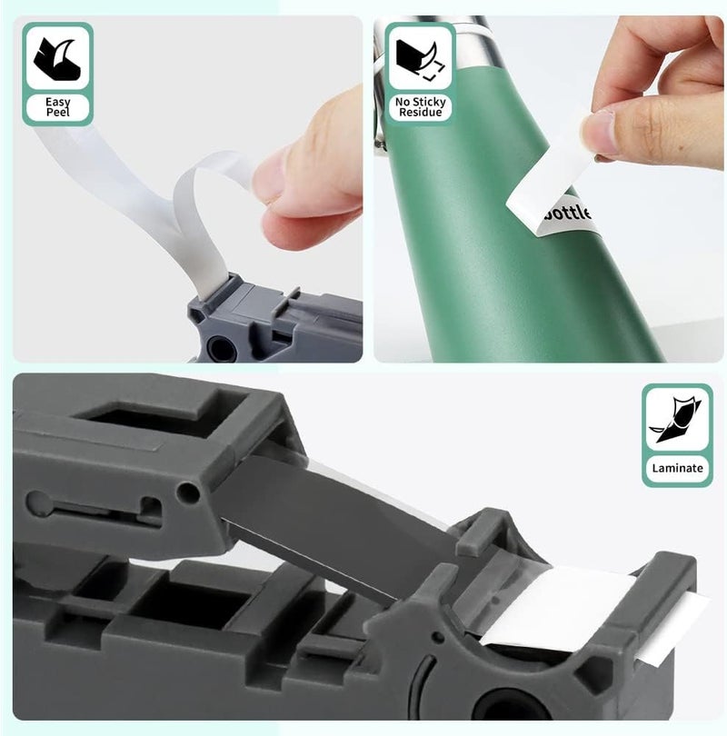 تور كولور Topcolor 6 عبوات Tze 18 مم 0.7 بوصة بيضاء مغلفة متوافقة مع Brother Tze-241 Tze241 Tz-241 Tz241 3/4 بوصة أسود على أبيض Tz شريط ملصقات 18 مم لصانع ملصقات P Touch PTD410 PTD400 PTD610BT PTD600 PTD460 - Image 5